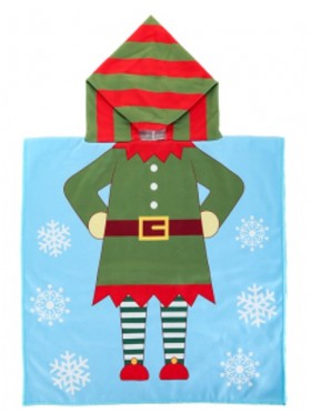 Kids Elf Patterned Hoodie Towel